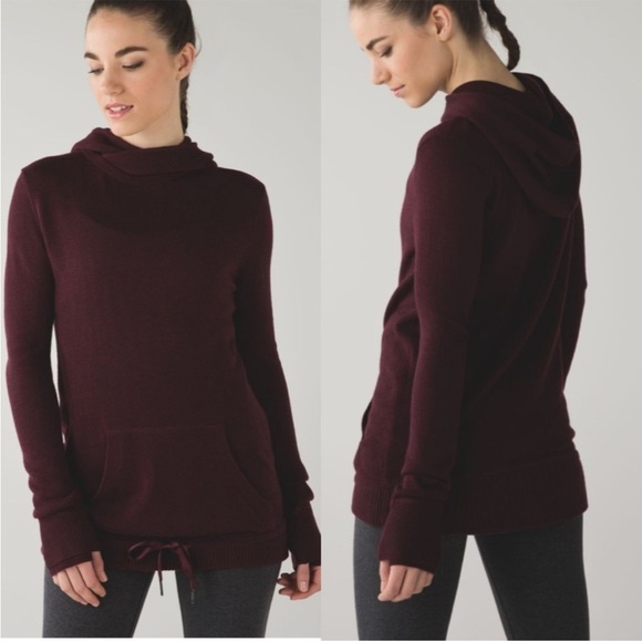 Lululemon Sweet Savasana Pullover Hooded Sweater Heathered Bordeaux Size 4 - Picture 1 of 16